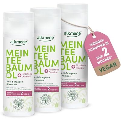 Alkmene Mon huile d'arbre à thé anti-pelliculaire 3 x 200 ml – Moins de pellicules en 2 semaines – Shampooing contre les pellicules et les démangeaisons du cuir chevelu – Shampooing anti-pelliculaire Alkmene Mon huile d'arbre à thé anti-pelliculaire 3 x 200 ml – Moins de pellicules en 2 semaines – Shampooing contre les pellicules et les démangeaisons du cuir chevelu – Shampooing anti-pelliculaire