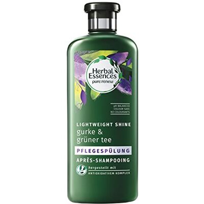 Herbal Essences Après-shampooing au concombre et au thé vert ( Cucumber and Green Tea Hair Conditioner) avec un antioxydant essentiel, 0% de parabènes et de colorants Herbal Essences Après-shampooing au concombre et au thé vert ( Cucumber and Green Tea Hair Conditioner) avec un antioxydant essentiel, 0% de parabènes et de colorants