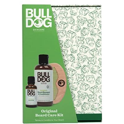 Bulldog Skincare for Men Bulldog Skincare – Kit de soins de la barbe original, coffret cadeau pour homme, parfum original, (x1 shampooing et après-shampoing pour barbe original 200 ml, 1 huile à barbe originale 30 ml, 1 Bulldog Skincare for Men Bulldog Skincare – Kit de soins de la barbe original, coffret cadeau pour homme, parfum original, (x1 shampooing et après-shampoing pour barbe original 200 ml, 1 huile à barbe originale 30 ml, 1