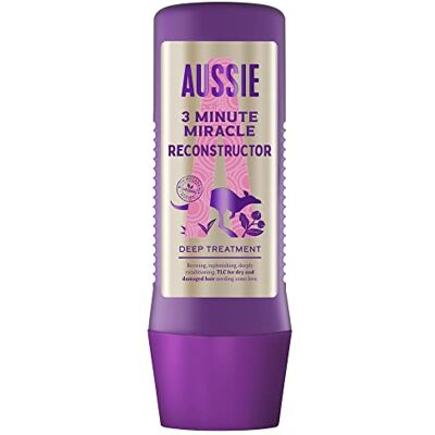 Aussie 3 Minute Miracle Reconstructor Masque capillaire végétalien pour cheveux secs et abîmés à l'huile de noix de macadamia australienne, 225 ml Aussie 3 Minute Miracle Reconstructor Masque capillaire végétalien pour cheveux secs et abîmés à l'huile de noix de macadamia australienne, 225 ml
