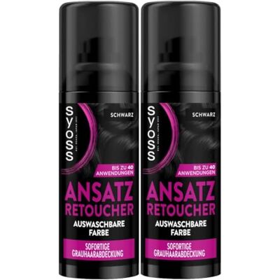 Syoss Lot de 2 sprays de masquage pour cheveux noirs Niveau 1 (120 ml) Pour repousse les cheveux clairs et gris 2 x 120 ml Syoss Lot de 2 sprays de masquage pour cheveux noirs Niveau 1 (120 ml) Pour repousse les cheveux clairs et gris 2 x 120 ml