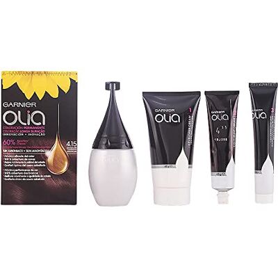 Garnier Olia Coloration permanente sans ammoniaque pour une odeur agréable avec des huiles florales d'origine naturelle, couleur chocolat 4.15, lot de 1 Garnier Olia Coloration permanente sans ammoniaque pour une odeur agréable avec des huiles florales d'origine naturelle, couleur chocolat 4.15, lot de 1