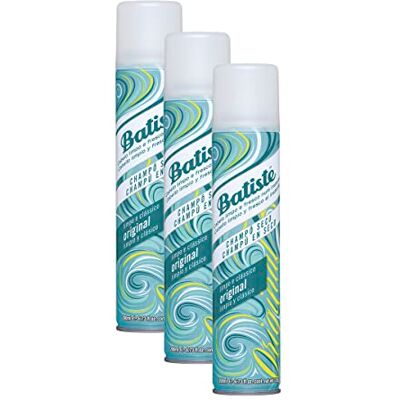 Batiste Shampooing sec original Shampooing sec sans sulfates Shampooing végétalien et écologique Shampooing pour cheveux au musc, ly, rose, lavande et orange Lot de 3 x 200 ml Batiste Shampooing sec original Shampooing sec sans sulfates Shampooing végétalien et écologique Shampooing pour cheveux au musc, ly, rose, lavande et orange Lot de 3 x 200 ml