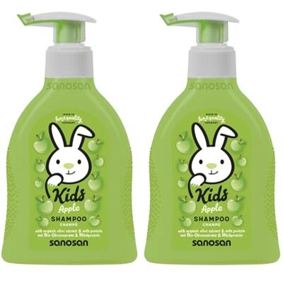 Sanosan Lot de 2 shampoings pour enfants à la pomme 200 ml – Shampooing pour enfants et bébés avec extrait d'olive bio et protéines de lait – Soin des cheveux pour enfants filles et garçons Sanosan Lot de 2 shampoings pour enfants à la pomme 200 ml – Shampooing pour enfants et bébés avec extrait d'olive bio et protéines de lait – Soin des cheveux pour enfants filles et garçons
