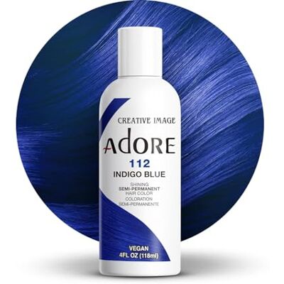 Adore Coloration capillaire semi-permanente brillante 112 bleu indigo Adore Coloration capillaire semi-permanente brillante 112 bleu indigo