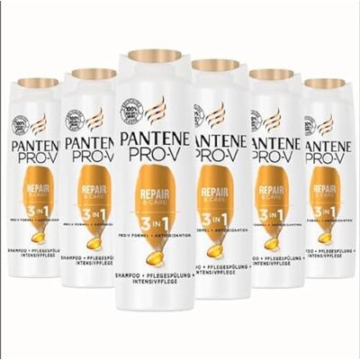 Pantene Pro-V Repair & Care Lot de 6 shampooings 3 en 1 et après-shampoing et soin intensif 250 ml Pantene Pro-V Repair & Care Lot de 6 shampooings 3 en 1 et après-shampoing et soin intensif 250 ml