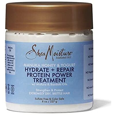 Shea Moisture Soin hydratant et réparateur aux protéines au miel de Manuka et au yaourt, aux huiles de macura et de baobab, pour renforcer et protéger les cheveux extrêmement secs et cassants, 227 ml Shea Moisture Soin hydratant et réparateur aux protéines au miel de Manuka et au yaourt, aux huiles de macura et de baobab, pour renforcer et protéger les cheveux extrêmement secs et cassants, 227 ml