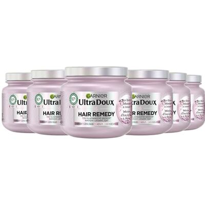 Garnier Ultra Doux Infusion d'Eau de Riz & Amidon Masque capillaire 72 heures de brillance et des cheveux plus lisses spécialement conçu pour les cheveux longs et frisés 12 x 340 ml Garnier Ultra Doux Infusion d'Eau de Riz & Amidon Masque capillaire 72 heures de brillance et des cheveux plus lisses spécialement conçu pour les cheveux longs et frisés 12 x 340 ml