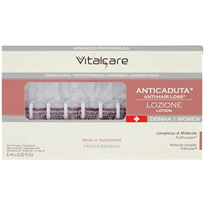 Vitalcare Swiss – Traitement anti-chute pour femme, énergisant, restructurant, avec complexe de molécules Follicusan, 10 ampoules anti-chute pour femme, 6 ml, avec distributeur pratique Vitalcare Swiss – Traitement anti-chute pour femme, énergisant, restructurant, avec complexe de molécules Follicusan, 10 ampoules anti-chute pour femme, 6 ml, avec distributeur pratique