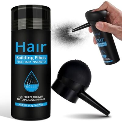 FSLHCY Poudre capillaire pour épaissir les cheveux, 27,5 g, correcteur capillaire, imperméable, masque la chute des cheveux, pour femmes et hommes, noire avec buse FSLHCY Poudre capillaire pour épaissir les cheveux, 27,5 g, correcteur capillaire, imperméable, masque la chute des cheveux, pour femmes et hommes, noire avec buse
