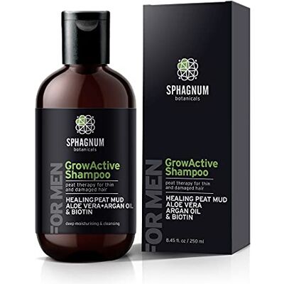Sphagnum Botanicals Shampooing pour la croissance des cheveux pour hommes Boost naturel de biotine avec huile d'argan et boue de tourbe, traitement efficace contre la perte de cheveux pour les cheveux clairseméses Sphagnum Botanicals Shampooing pour la croissance des cheveux pour hommes Boost naturel de biotine avec huile d'argan et boue de tourbe, traitement efficace contre la perte de cheveux pour les cheveux clairseméses