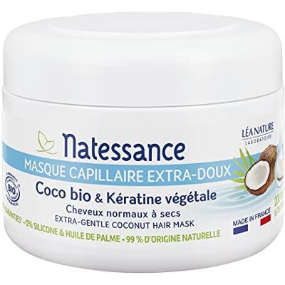 Natessance Masque Capillaire Extra-Doux Coco Bio & Kératine Végétale Certifié Bio Cosmos Organic Pot de 200 ml Natessance Masque Capillaire Extra-Doux Coco Bio & Kératine Végétale Certifié Bio Cosmos Organic Pot de 200 ml