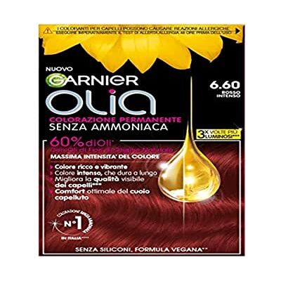 Garnier Olia Bold Teinte Cheveux, Coloration Permanente Sans Ammoniaque, Couvre 100% des Cheveux Blancs, Avec Huiles de Fleur d'Origine Naturelle, Formule Végétalienne, Rouge Intense Garnier Olia Bold Teinte Cheveux, Coloration Permanente Sans Ammoniaque, Couvre 100% des Cheveux Blancs, Avec Huiles de Fleur d'Origine Naturelle, Formule Végétalienne, Rouge Intense