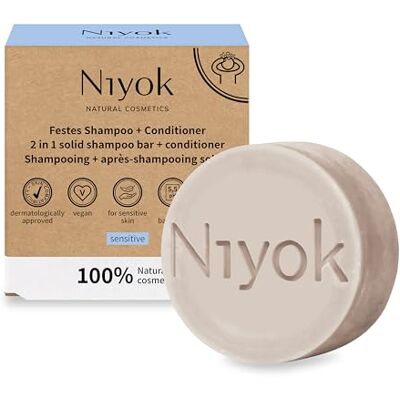 Niyok ® Shampoing solide 2 en 1 + après-shampoing « Sensitiv » (80 g) • Shampooing sensible sans parfum • Après-shampoing sans parfum • Shampooing contre les irritations et le cuir chevelu stressé • Niyok ® Shampoing solide 2 en 1 + après-shampoing « Sensitiv » (80 g) • Shampooing sensible sans parfum • Après-shampoing sans parfum • Shampooing contre les irritations et le cuir chevelu stressé •