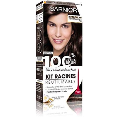 Garnier 100% Ultra Brun Kit Racines Réutilisable Châtain Retouche Châtain Foncé 3.0 Garnier 100% Ultra Brun Kit Racines Réutilisable Châtain Retouche Châtain Foncé 3.0