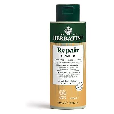 Herbatint Repair Shampooing réparateur et fortifiant 260 ml Shampooing bio pour cheveux stressés et abîmés 98% d'ingrédients d'origine naturelle, avec olive, moringa, aloe vera et bétaïne, Herbatint Repair Shampooing réparateur et fortifiant 260 ml Shampooing bio pour cheveux stressés et abîmés 98% d'ingrédients d'origine naturelle, avec olive, moringa, aloe vera et bétaïne,