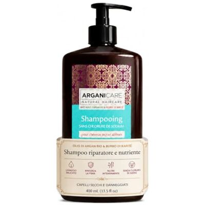 Arganicare Shampoing nourrissant & hydratant à l’huile d’argan bio – Hydratation profonde, répare et lisse la fibre capillaire, douceur et brillance – Cheveux secs et abîmés – 400 ml Arganicare Shampoing nourrissant & hydratant à l’huile d’argan bio – Hydratation profonde, répare et lisse la fibre capillaire, douceur et brillance – Cheveux secs et abîmés – 400 ml