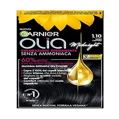Garnier Olia Midnight Coloration Permanente Sans Ammoniaque Parfum Délicat Couvre 100 % Cheveux Blancs aux Huiles Naturelles de Fleurs D'Origine Naturelle Formule Vegan Noir Saphir Garnier Olia Midnight Coloration Permanente Sans Ammoniaque Parfum Délicat Couvre 100 % Cheveux Blancs aux Huiles Naturelles de Fleurs D'Origine Naturelle Formule Vegan Noir Saphir