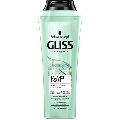 Schwarzkopf Gliss Shampoing Balance&Care Cuir chevelu sec/cheveux fragilisés 96% d'ingrédients d'origine naturelle Flacon de 250ml Schwarzkopf Gliss Shampoing Balance&Care Cuir chevelu sec/cheveux fragilisés 96% d'ingrédients d'origine naturelle Flacon de 250ml