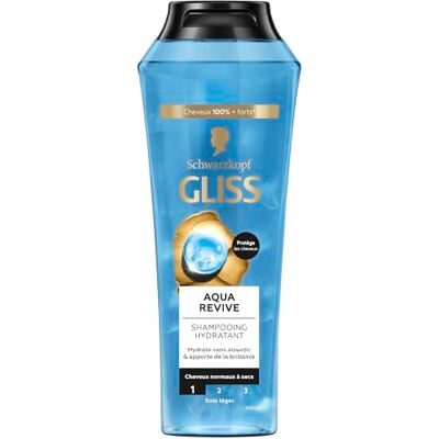 Gliss Schwarzkopf Shampoing Aqua Revive Hair Repair Hydrate Sans Alourdir Cheveux Normaux à Secs Complexe Hyaluron & Algue Marine 90% d'Ingrédients d'Origine Naturelle 250ml Gliss Schwarzkopf Shampoing Aqua Revive Hair Repair Hydrate Sans Alourdir Cheveux Normaux à Secs Complexe Hyaluron & Algue Marine 90% d'Ingrédients d'Origine Naturelle 250ml
