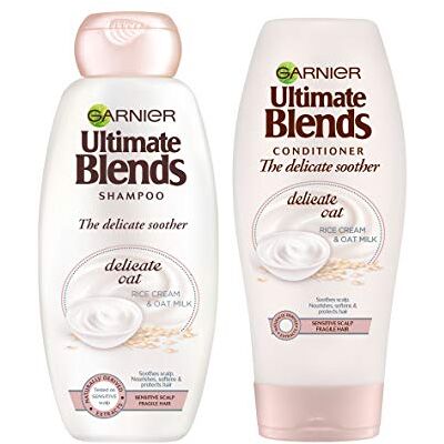 Garnier Ultimate Blends Shampooing et après-shampoing Avoine délicate avec crème de riz et lait d'avoine apaisant pour cuir chevelu sensible et cheveux fragiles 360 ml Garnier Ultimate Blends Shampooing et après-shampoing Avoine délicate avec crème de riz et lait d'avoine apaisant pour cuir chevelu sensible et cheveux fragiles 360 ml