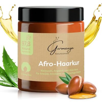 Germanya Naturkosmetik Masque capillaire intensif à l'huile d'argan, à l'huile de ricin et à l'aloe vera – Végétalien, hydratant en profondeur et anti-frisottis pour cheveux bouclés, ondulés et afro – Soin réparateur – 97,8 Germanya Naturkosmetik Masque capillaire intensif à l'huile d'argan, à l'huile de ricin et à l'aloe vera – Végétalien, hydratant en profondeur et anti-frisottis pour cheveux bouclés, ondulés et afro – Soin réparateur – 97,8