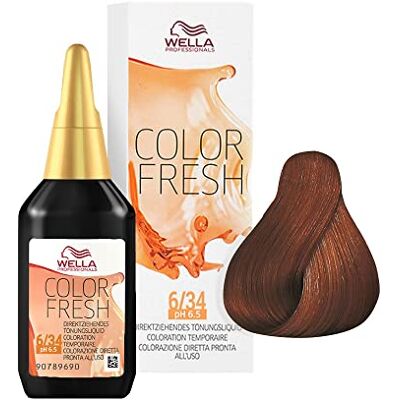 WELLA Color Fresh Coloration Semi-Permanente N ° 6/34 Blond Foncé Cuivre Doré, 0,098 kg WELLA Color Fresh Coloration Semi-Permanente N ° 6/34 Blond Foncé Cuivre Doré, 0,098 kg