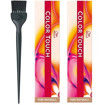 WELLA Color Touch Pure Naturals 4/0 Lot de 2 pinceaux de couleur Brun moyen 60 ml WELLA Color Touch Pure Naturals 4/0 Lot de 2 pinceaux de couleur Brun moyen 60 ml