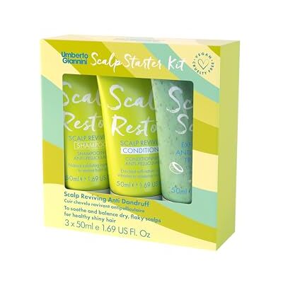 Umberto Giannini Scalp Restore Starter Kit – 3 x 50 ml Shampooing de voyage pour restaurer le cuir chevelu, revitalisant et exfoliant du cuir chevelu Umberto Giannini Scalp Restore Starter Kit – 3 x 50 ml Shampooing de voyage pour restaurer le cuir chevelu, revitalisant et exfoliant du cuir chevelu