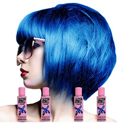 Crazy Color Semi Permanent Hair Color Cream Capri Blue No.44 100 ml, 4 Count by Crazy Color Semi Permanent Hair Color Cream Capri Blue No.44 100 ml, 4 Count by