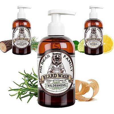 Mr Bear Family Shampoing barbe homme naturel 250ml Nature plus d'hydratation pour une barbe plus fournie et plus saine 2-en-1 savon à barbe et revitalisant pour barbe Produit barbe hommes Mr Bear Family Shampoing barbe homme naturel 250ml Nature plus d'hydratation pour une barbe plus fournie et plus saine 2-en-1 savon à barbe et revitalisant pour barbe Produit barbe hommes