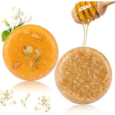 PHOGARY 2PCS Barre de Shampooing, Savon pour cheveux (Jasmin + miel) Divers parfums Shampooing pour essences végétales naturel pour cheveux secs et abîmés PHOGARY 2PCS Barre de Shampooing, Savon pour cheveux (Jasmin + miel) Divers parfums Shampooing pour essences végétales naturel pour cheveux secs et abîmés