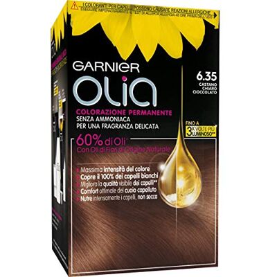 Garnier Olia Coloration et décoloration permanentes 6,35 Castano Chiaro Cioccolato Garnier Olia Coloration et décoloration permanentes 6,35 Castano Chiaro Cioccolato