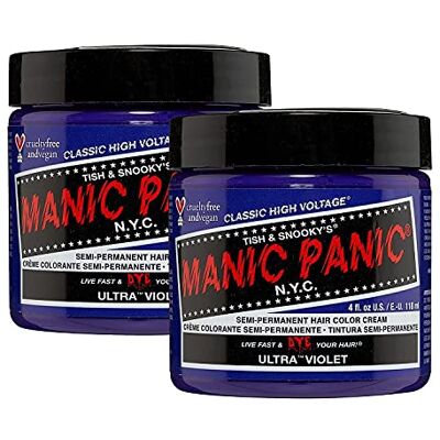 Manic Panic Ultra Violet Classic Creme, Vegan, Sans cruauté envers les animaux, Violet Lot de 2 x 118 ml Manic Panic Ultra Violet Classic Creme, Vegan, Sans cruauté envers les animaux, Violet Lot de 2 x 118 ml