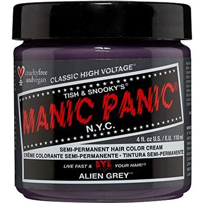 Manic Panic Gris Alien, sans cruauté, végétalien et vibrant, 118 ml Manic Panic Gris Alien, sans cruauté, végétalien et vibrant, 118 ml