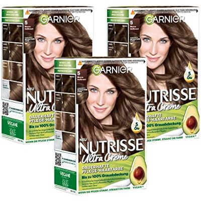 Garnier Nutrisse Coloration longue durée aux huiles de fruits nourrissantes, tenue 8 semaines, teinte ultra crème, moka 050 Garnier Nutrisse Coloration longue durée aux huiles de fruits nourrissantes, tenue 8 semaines, teinte ultra crème, moka 050