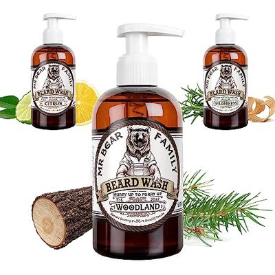 Mr Bear Family Shampoing barbe homme naturel 250ml Boisé plus d'hydratation pour une barbe plus fournie et plus saine 2-en-1 savon à barbe et revitalisant pour barbe Produit barbe hommes Mr Bear Family Shampoing barbe homme naturel 250ml Boisé plus d'hydratation pour une barbe plus fournie et plus saine 2-en-1 savon à barbe et revitalisant pour barbe Produit barbe hommes