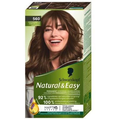 Schwarzkopf Natural & Easy Coloration Permanente Naturelle Cheveux Huile d'olive et Extrait de Lavande 92% d'ingrédients d'origine naturelle Châtain Clair 564 Schwarzkopf Natural & Easy Coloration Permanente Naturelle Cheveux Huile d'olive et Extrait de Lavande 92% d'ingrédients d'origine naturelle Châtain Clair 564