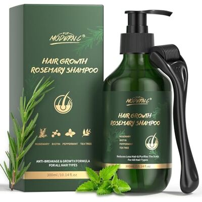 POP MODERN.C Shampooing au romarin à la biotine à l'huile d'arbre à thé, pour la croissance des cheveux et contre la chute des cheveux, nettoie les cheveux, hydrate et maintient la santé du cuir chevelu, stimule POP MODERN.C Shampooing au romarin à la biotine à l'huile d'arbre à thé, pour la croissance des cheveux et contre la chute des cheveux, nettoie les cheveux, hydrate et maintient la santé du cuir chevelu, stimule