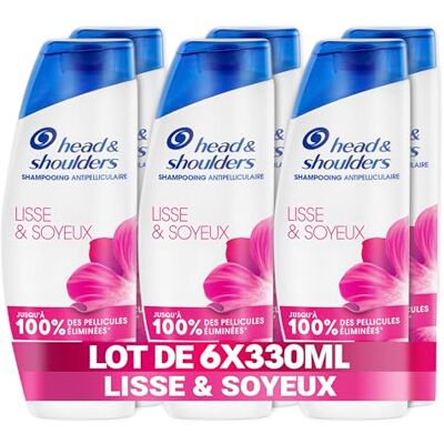 Head & Shoulders Lisse & Soyeux Shampoing Antipelliculaire 6x330ml; Usage Quotidien; Jusqu'à 100% des Pellicules Éliminées, Cliniquement Prouvé; Tous Types de Cheveux et de Cuir Chevelu Head & Shoulders Lisse & Soyeux Shampoing Antipelliculaire 6x330ml; Usage Quotidien; Jusqu'à 100% des Pellicules Éliminées, Cliniquement Prouvé; Tous Types de Cheveux et de Cuir Chevelu