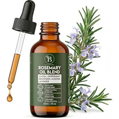 BLOOMORA Huile de romarin pour cheveux – Huile cheveux avec jojoba, amande, menthe poivrée et lavande, texture légère pour la croissance, le renforcement et le soin du cuir chevelu (60 ml / 2 fl oz) BLOOMORA Huile de romarin pour cheveux – Huile cheveux avec jojoba, amande, menthe poivrée et lavande, texture légère pour la croissance, le renforcement et le soin du cuir chevelu (60 ml / 2 fl oz)