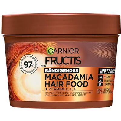Garnier Fructis Macadamia Hair Food Masque 3 en 1 pour cheveux secs et indisciplinés avec complexe lipidique supplémentaire, formule végétalienne, 400 ml Garnier Fructis Macadamia Hair Food Masque 3 en 1 pour cheveux secs et indisciplinés avec complexe lipidique supplémentaire, formule végétalienne, 400 ml