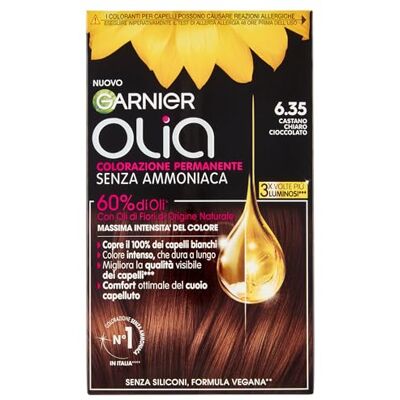 Garnier Olia Teinte Cheveux, Coloration Permanente Sans Ammoniaque, Parfum Délicate, Couvre 100% des Cheveux Blancs, Huiles de Fleur d'origine Naturelle, Châtain Clair Chocolat Garnier Olia Teinte Cheveux, Coloration Permanente Sans Ammoniaque, Parfum Délicate, Couvre 100% des Cheveux Blancs, Huiles de Fleur d'origine Naturelle, Châtain Clair Chocolat