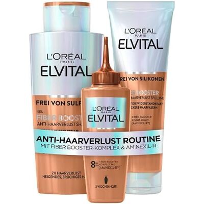 L'Oreal Paris L'Oréal Paris Elvital Fiber Booster anti-perte de cheveux unisexe Coffret cadeau : shampoing 200 ml, rinçage 150 ml et sérum 102 ml L'Oreal Paris L'Oréal Paris Elvital Fiber Booster anti-perte de cheveux unisexe Coffret cadeau : shampoing 200 ml, rinçage 150 ml et sérum 102 ml