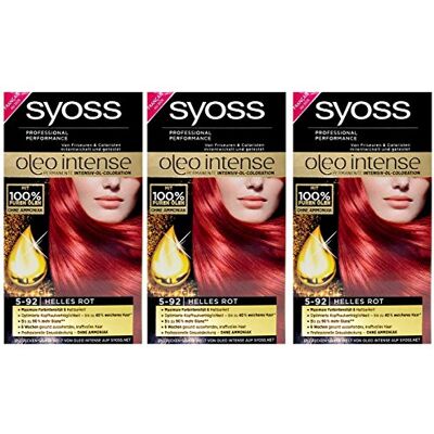 Syoss 5-92 Lot de 3 colorations capillaires Rouge clair Oleo intense – Résultat précis de la couleur Syoss 5-92 Lot de 3 colorations capillaires Rouge clair Oleo intense – Résultat précis de la couleur