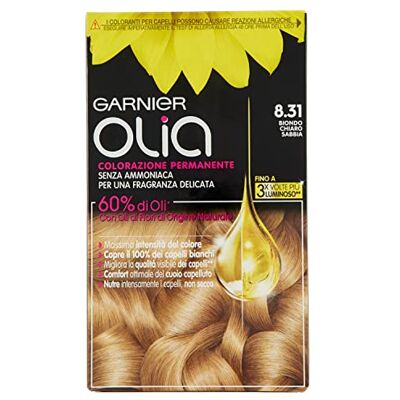 Garnier Coloration permanente sans ammoniaque pour un parfum doux, couvre 100% des cheveux blancs, blond sable Garnier Coloration permanente sans ammoniaque pour un parfum doux, couvre 100% des cheveux blancs, blond sable