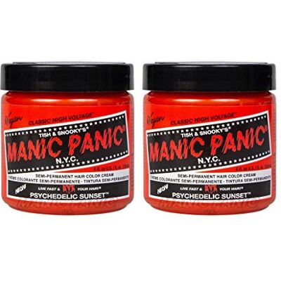 Manic Panic Psychedelic Sunset Classic Creme, Vegan, Cruelty Free, Orange Semi Permanent Hair Dye 2 x 118ml Manic Panic Psychedelic Sunset Classic Creme, Vegan, Cruelty Free, Orange Semi Permanent Hair Dye 2 x 118ml