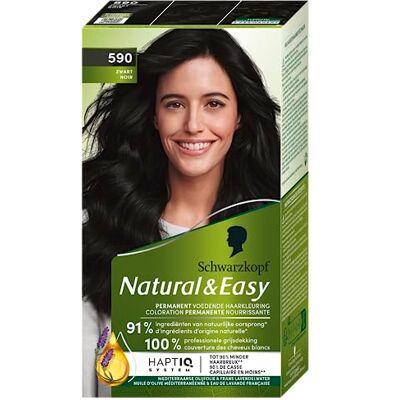 Schwarzkopf Natural & Easy Coloration Permanente Naturelle Cheveux Huile d'olive et Extrait de Lavande 91% d'ingrédients d'origine naturelle Noir 590 Schwarzkopf Natural & Easy Coloration Permanente Naturelle Cheveux Huile d'olive et Extrait de Lavande 91% d'ingrédients d'origine naturelle Noir 590