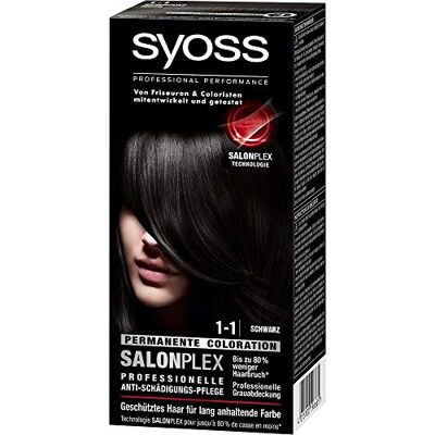 Syoss Lot de 3 colorations pour cheveux, 1-1 noir, 3 x 115 ml Syoss Lot de 3 colorations pour cheveux, 1-1 noir, 3 x 115 ml