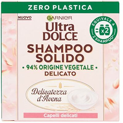 Garnier Ultra Dolce Shampooing solide délicatesse d'avoine, pour peaux sensibles et cheveux délicats, avec emballage 100% écologique, sans plastique, 60 g, 250 ml Garnier Ultra Dolce Shampooing solide délicatesse d'avoine, pour peaux sensibles et cheveux délicats, avec emballage 100% écologique, sans plastique, 60 g, 250 ml